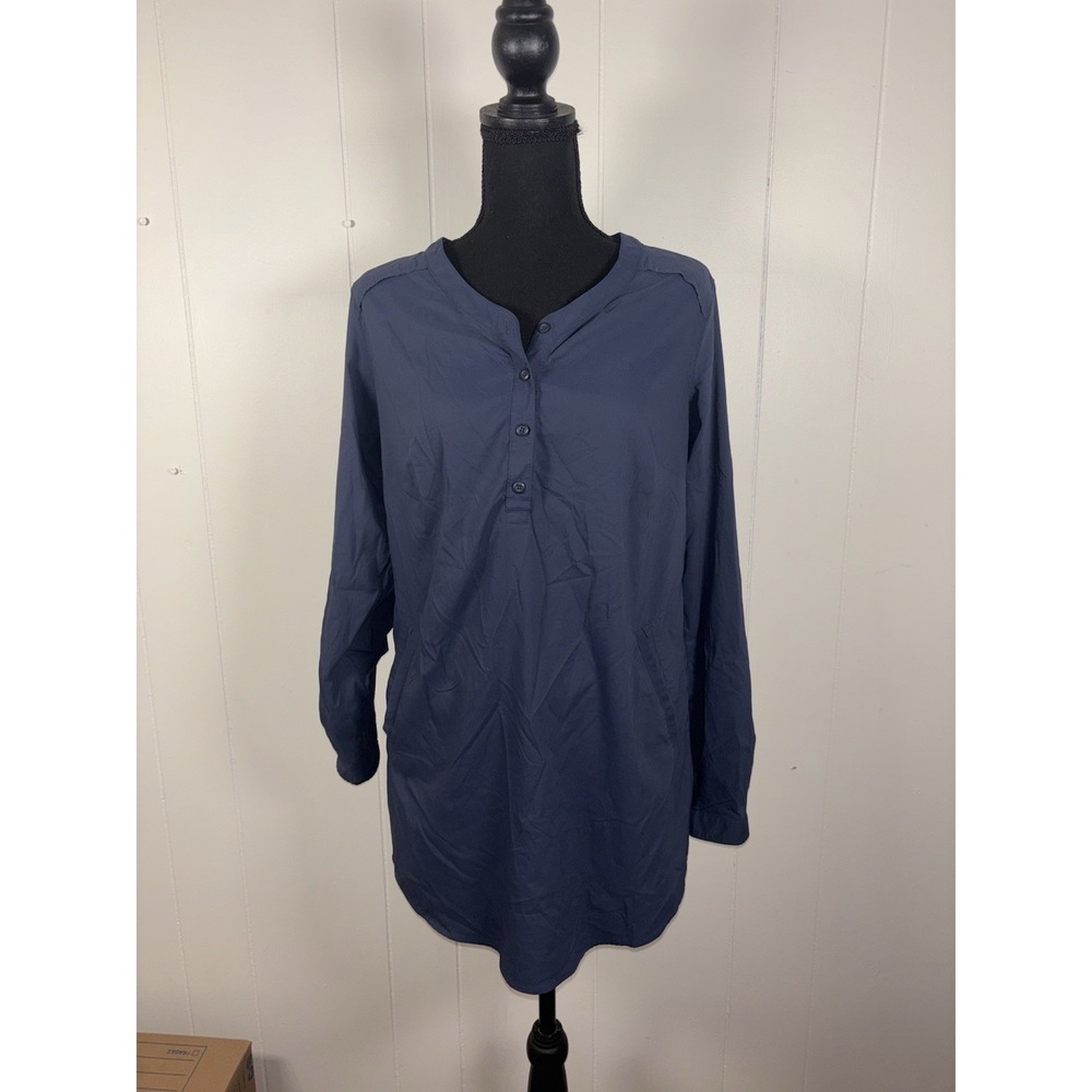 Duluth Trading Armachillo Cooling Tunic Womens Small‎ Navy Henley Popover
